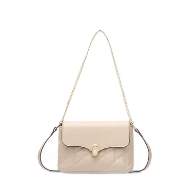 Women Fashion Casual Solid Color PU Chain Shoulder Bag