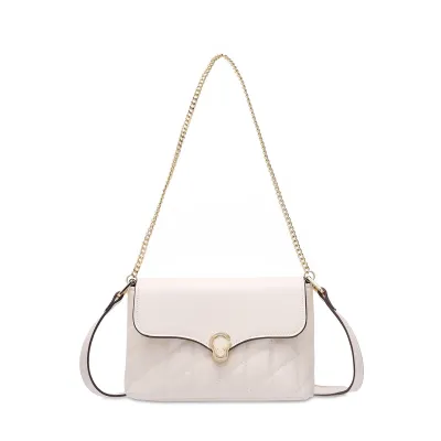 Women Fashion Casual Solid Color PU Chain Shoulder Bag