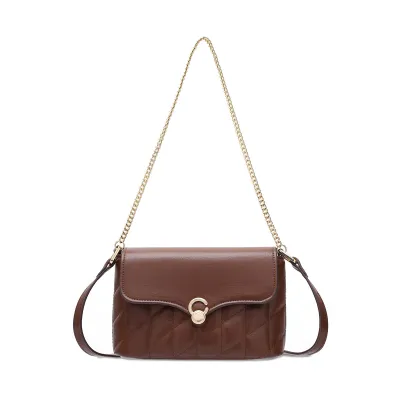 Women Fashion Casual Solid Color PU Chain Shoulder Bag