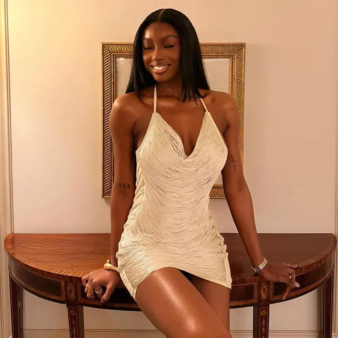 Women Sexy Tassel Halter-Neck Lace-Up Bodycon Dress
