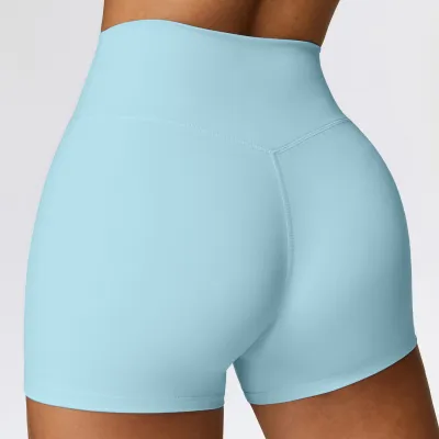 Women's High Waist Yoga Shorts - Simple Solid Color Tight Fit Nylon Sportwear
