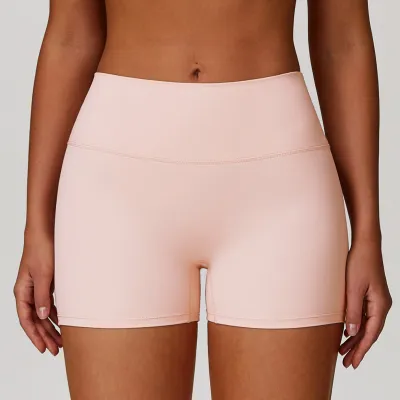 Women's High Waist Yoga Shorts - Simple Solid Color Tight Fit Nylon Sportwear