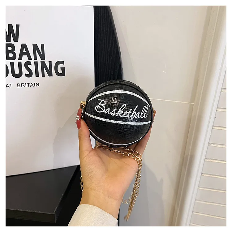 Women Fashion Mini Small Ball Round Chain PU Soft Shoulder Bag