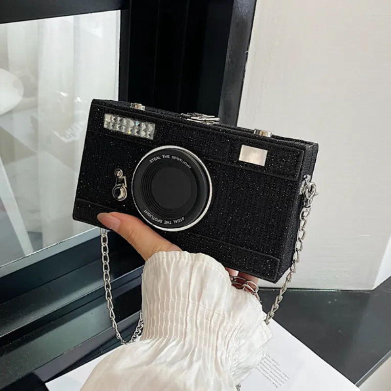 Women Fashion Creative Camera-Shaped Chain Shoulder Bag