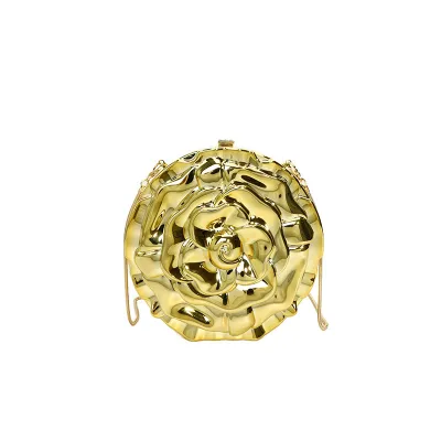 Women Fashion Elegant Solid Color Pleated Floral Acrylic Round Evening Bag