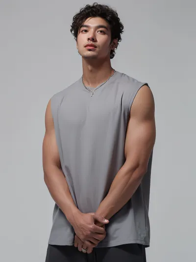Men Fashion Casual Solid Color Wide Shoulder Loose Vest