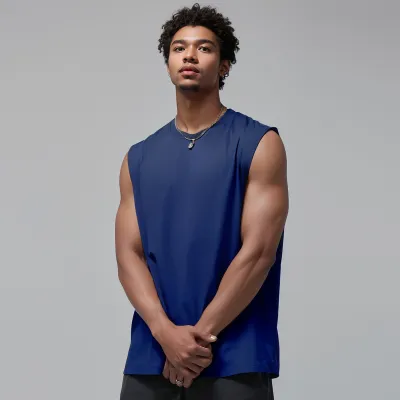Men Fashion Casual Solid Color Wide Shoulder Loose Vest