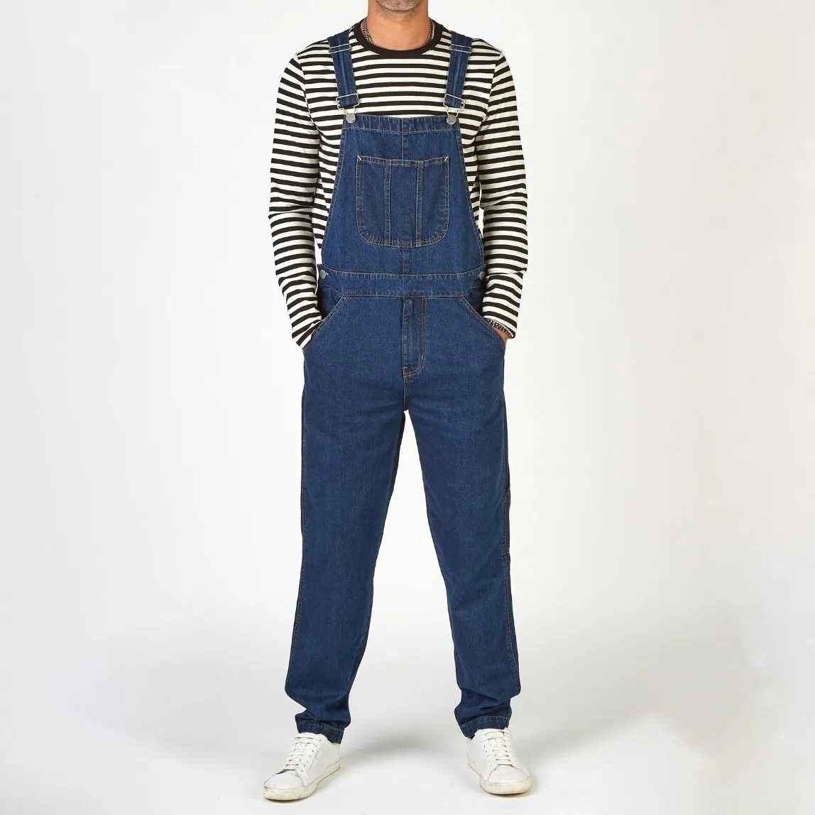 Men Casual Denim Suspenders Overalls Straight Long