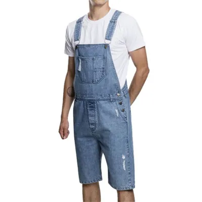 Men Fashion Casual Denim Overalls Straight Capri