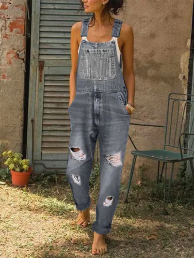 Women Casual Denim Suspenders Overalls