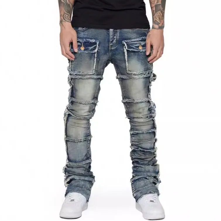 Men's Fashion Casual Stack Straight Leg Cargo Jeans