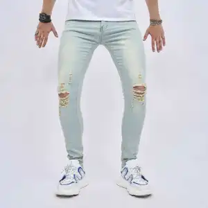 Men'S Fashion High Stretch Ripped Slim-Fit Long Jeans
