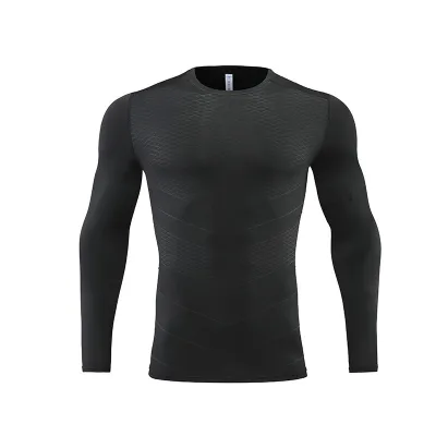 Men's Solid Color Training Tight Long Sleeve Quick-Dry Sports T-Shirt