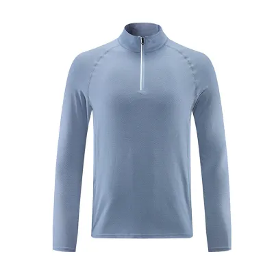 Men's Vertical Collar Half Zipper Quick Dry Breathable Sports T-Shirt
