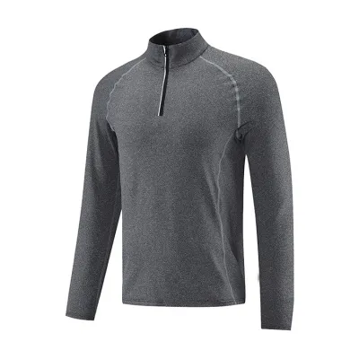 Men's Vertical Collar Half Zipper Quick Dry Breathable Sports T-Shirt
