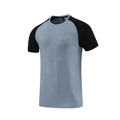 Men Fashion Casual Ice Silk Short-Sleeve Quick-Dry Sports T-Shirt for Hiking Running