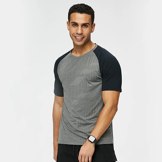 Men Fashion Casual Ice Silk Short-Sleeve Quick-Dry Sports T-Shirt for Hiking Running