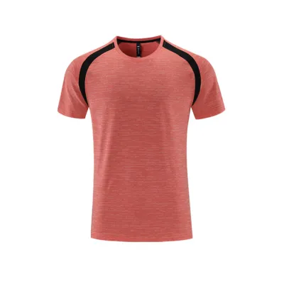 Men Fashion Casual Color Block Ice Silk Short-Sleeve Thin Quick-Drying Sports T-Shirt