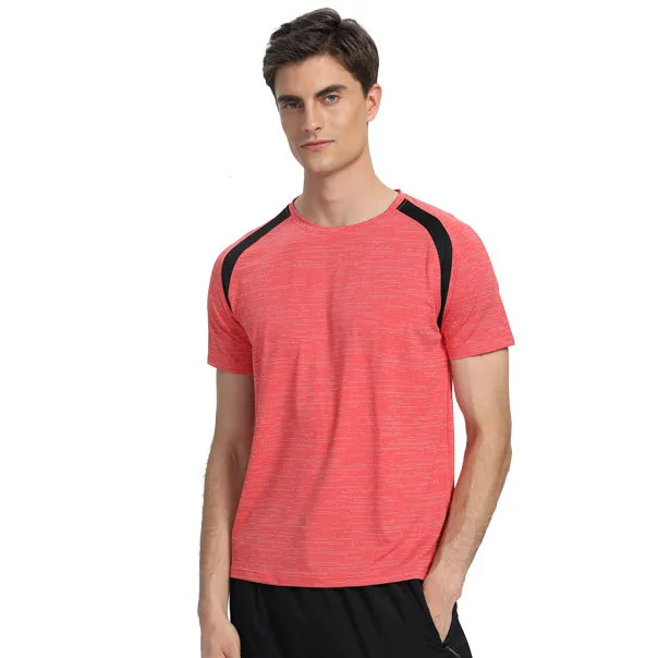 Men Fashion Casual Color Block Ice Silk Short-Sleeve Thin Quick-Drying Sports T-Shirt