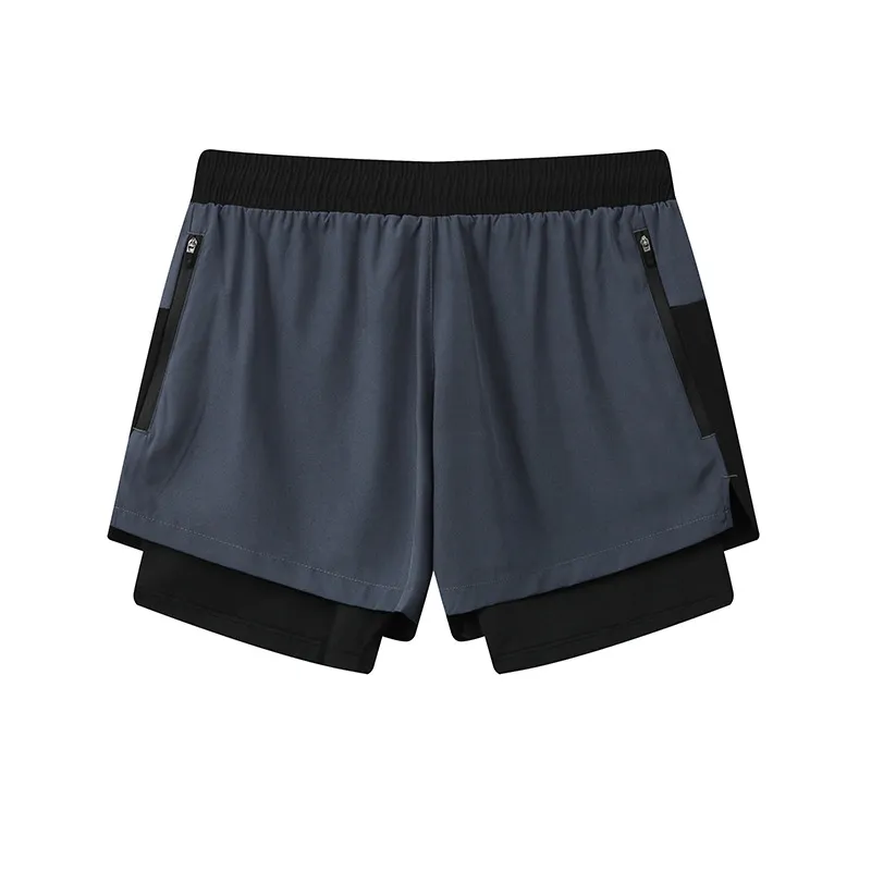 Men's Fashion Casual Stitching Quick-Drying Running Shorts with Inner Tank