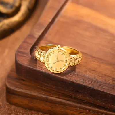 Women Fashion Small Gold Watch Ring Adjustable