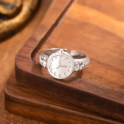 Women Fashion Small Gold Watch Ring Adjustable