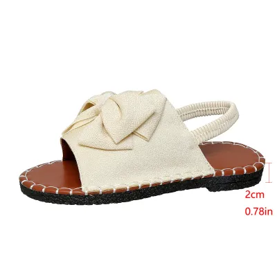 Women Fashion Solid Color Bowknot Soft-Soled Beach Sandals Plus Size