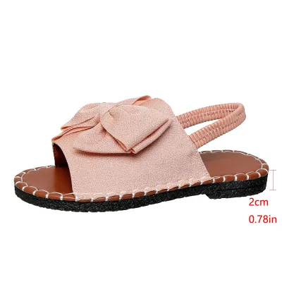 Women Fashion Solid Color Bowknot Soft-Soled Beach Sandals Plus Size