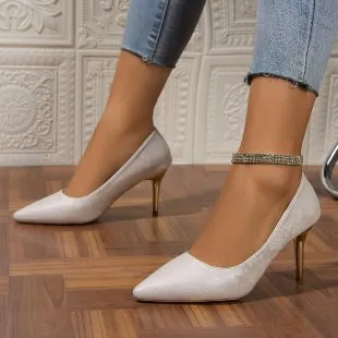 Women Elegant Floral Pointed Toe High Heels Shoes