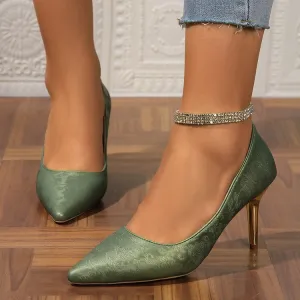 Women Elegant Floral Pointed Toe High Heels Shoes