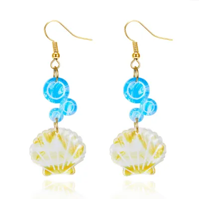 Fashion Acrylic Starfish Waves Printed Earrings for Women