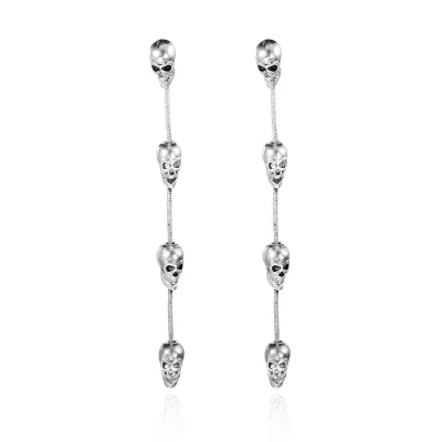 Women Fashion Gothic Skull Skeleton Tassel Earrings
