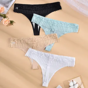 Women's Ultra-Thin Breathable Nylon Solid Color Low Waist Thong Panties