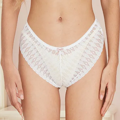 Women Fashion Sexy Solid Color Lace Low Waist Cross Strap Underwear