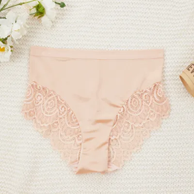Women Fashion Sexy Solid Color Lace Edge Breathable Underpants