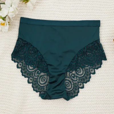 Women Fashion Sexy Solid Color Lace Edge Breathable Underpants