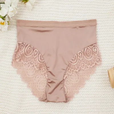 Women Fashion Sexy Solid Color Lace Edge Breathable Underpants