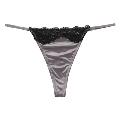 Women Fashion Sexy Cotton Lace Stitching Traceless Ice Silk Quick-Drying Breathable Thong