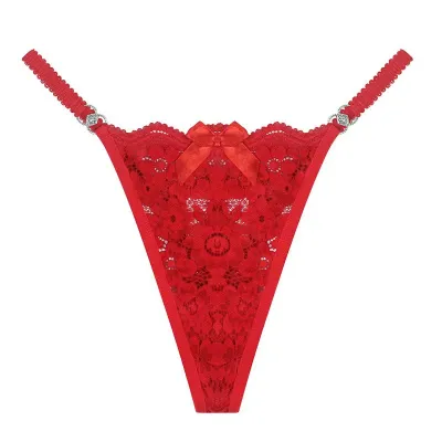 Women Fashion Sexy Solid Color Lace Hollow Thong