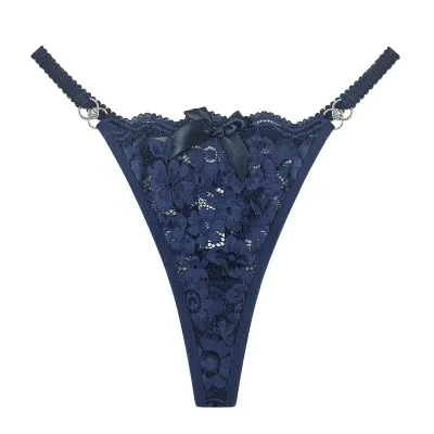 Women Fashion Sexy Solid Color Lace Hollow Thong