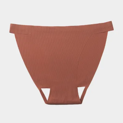 Women's Solid Color Traceless Ice Silk Mid-Waist Thong Panties