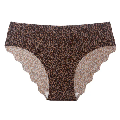 Women Fashion Sexy Leopard Seamless Ice Silk Low Waist Underpants