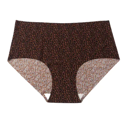 Women Fashion Sexy Leopard Ice Silk Seamless Underwear