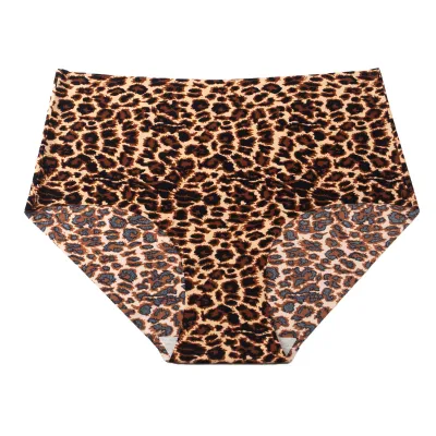 Women Fashion Sexy Leopard Ice Silk Seamless Underwear
