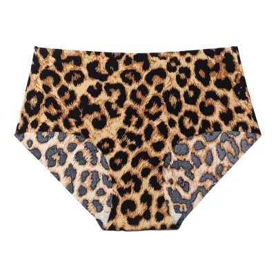 Women Fashion Sexy Leopard Ice Silk Seamless Underwear