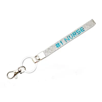 Fashion Rhinestone Letter Slogan Lanyard Keychain