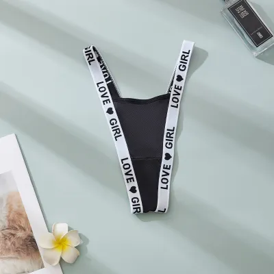 Women Fashion Sexy Letter Low Waist Cotton Thong