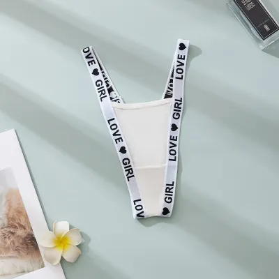 Women Fashion Sexy Letter Low Waist Cotton Thong