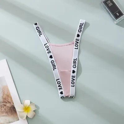 Women Fashion Sexy Letter Low Waist Cotton Thong