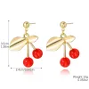E2503-2 Leaf Cherry Stud Earrings